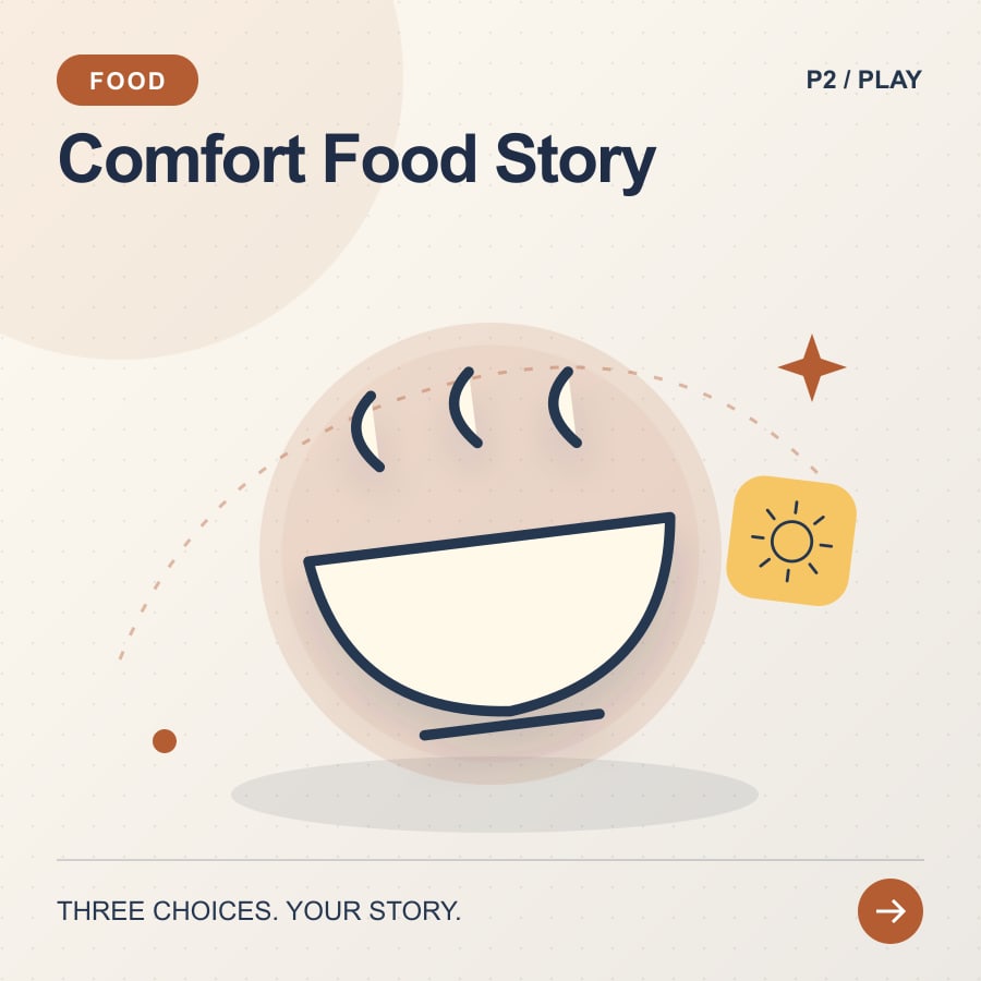 Comfort Food Story illustrated poster featuring bowl