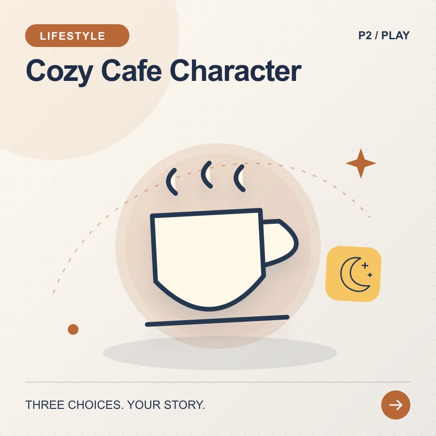 Cozy Cafe Character illustrated poster featuring cup