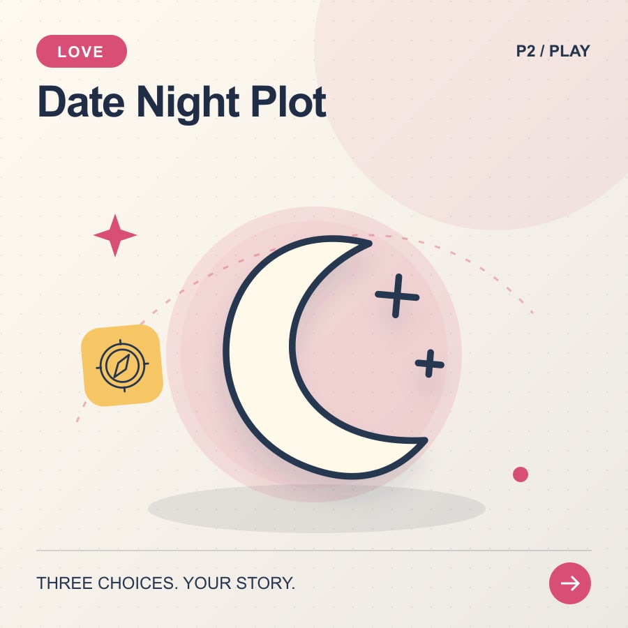 Date Night Plot illustrated poster featuring moon