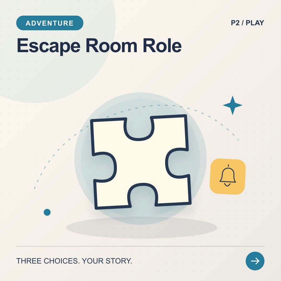 Escape Room Role illustrated poster featuring puzzle