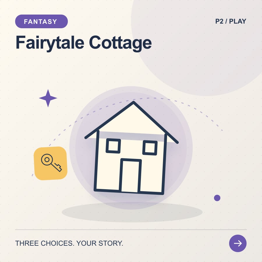 Fairytale Cottage illustrated poster featuring house