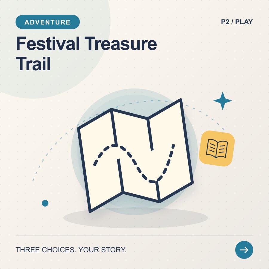 Festival Treasure Trail illustrated poster featuring map