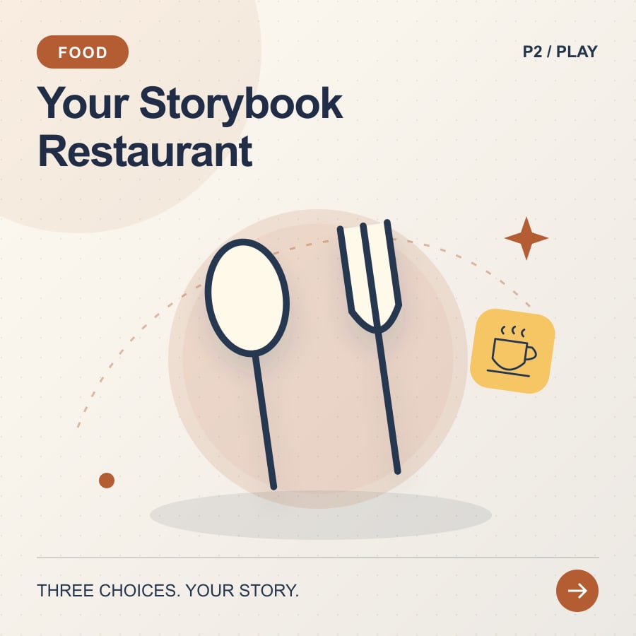 Your Storybook Restaurant illustrated poster featuring spoon