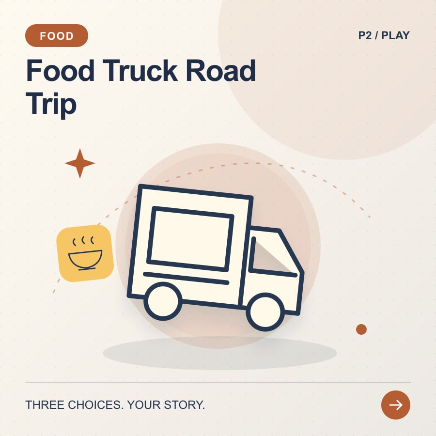 Food Truck Road Trip illustrated poster featuring truck