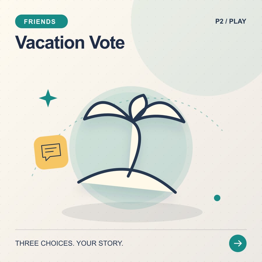 Vacation Vote illustrated poster featuring island