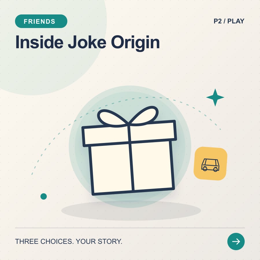 Inside Joke Origin illustrated poster featuring gift
