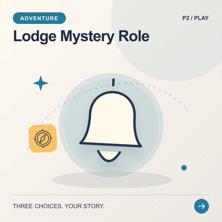 Lodge Mystery Role illustrated poster featuring bell