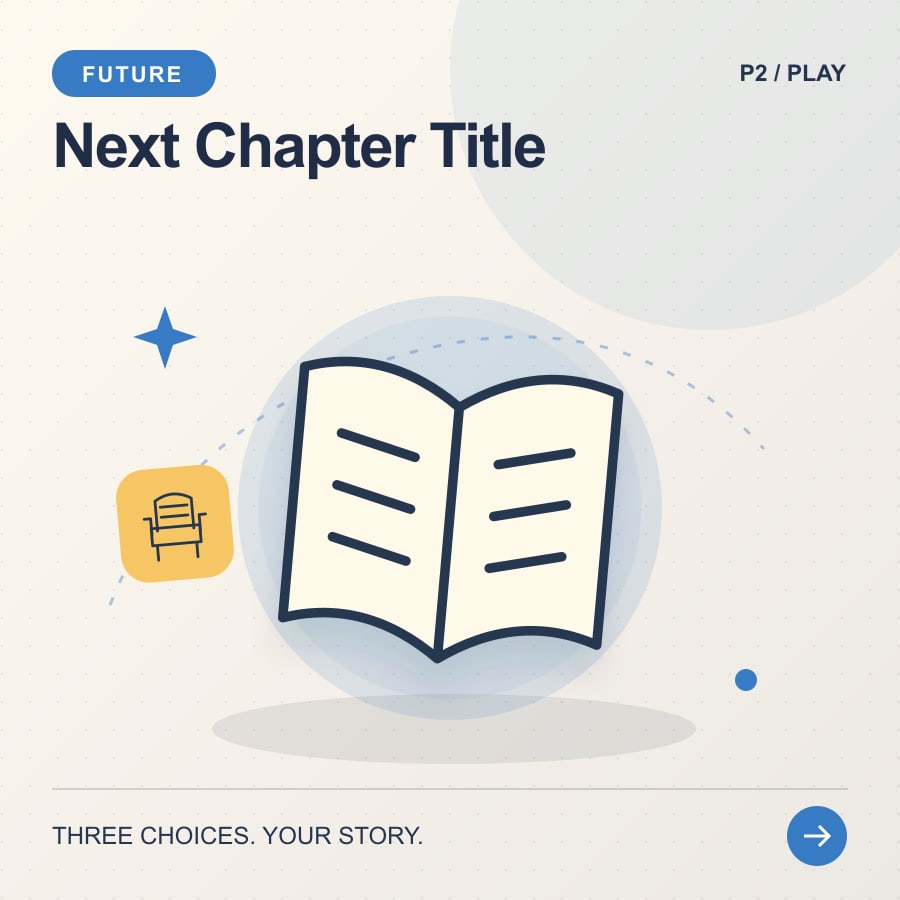 Next Chapter Title illustrated poster featuring book