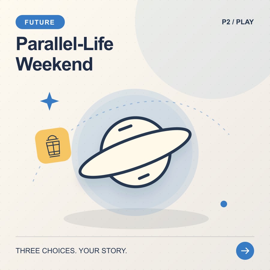 Parallel-Life Weekend illustrated poster featuring planet