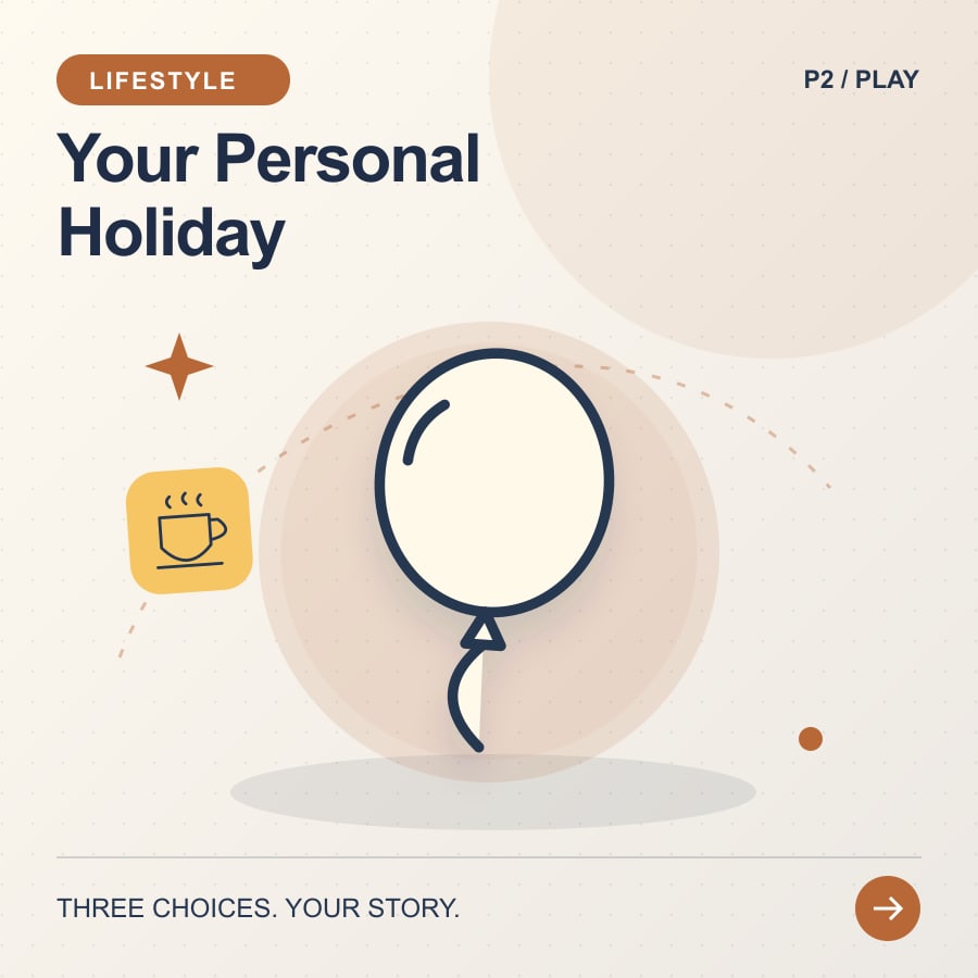 Your Personal Holiday illustrated poster featuring balloon