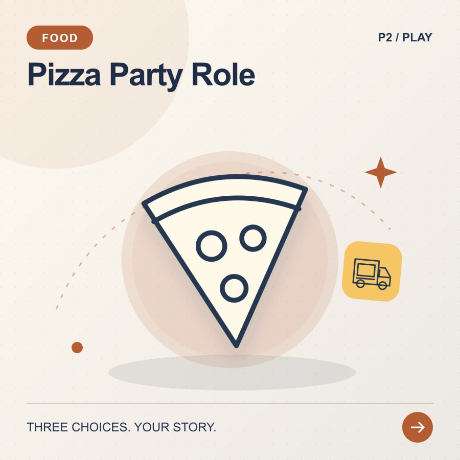 Pizza Party Role illustrated poster featuring pizza