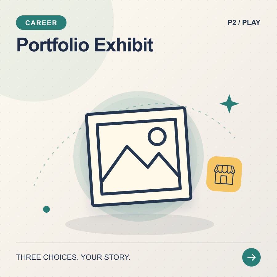 Portfolio Exhibit illustrated poster featuring frame