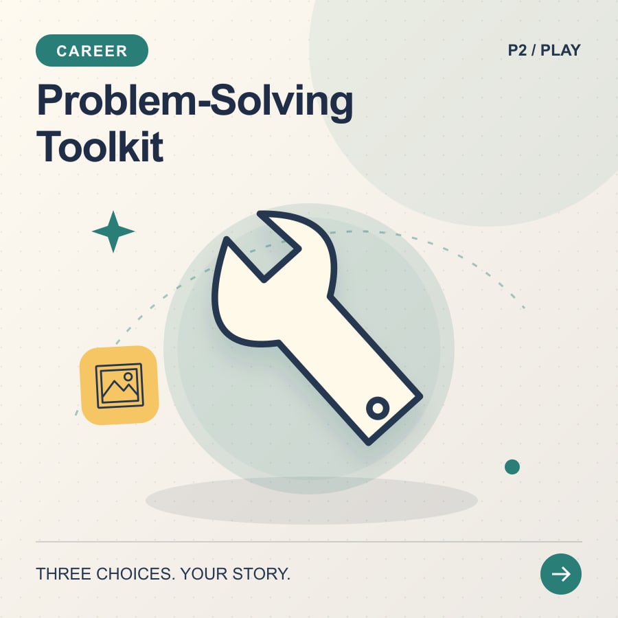 Problem-Solving Toolkit illustrated poster featuring tools