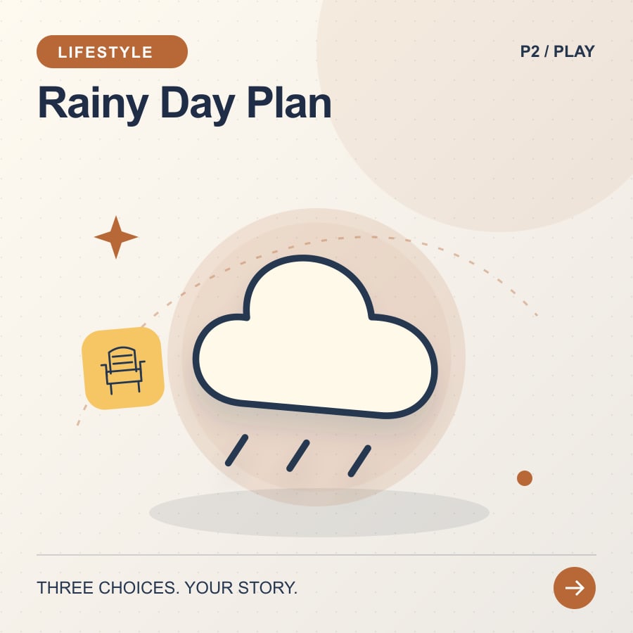 Rainy Day Plan illustrated poster featuring cloud