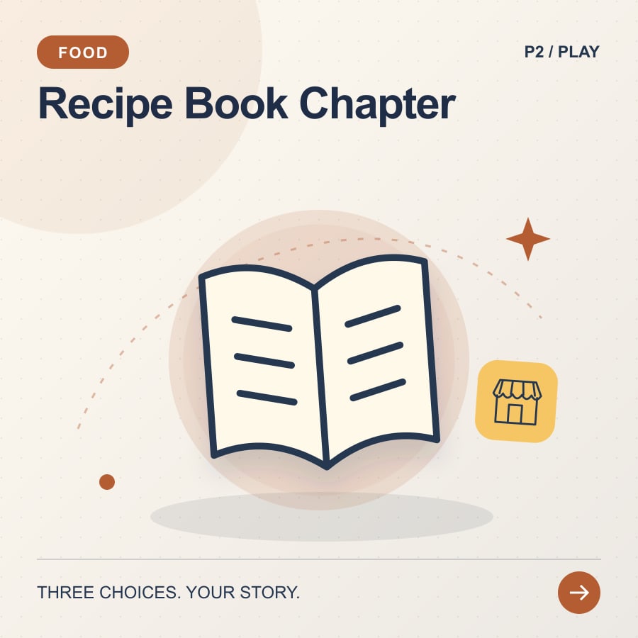 Recipe Book Chapter illustrated poster featuring book