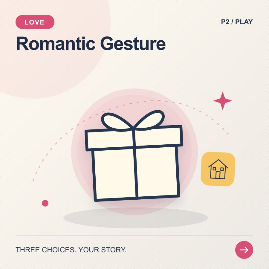 Romantic Gesture illustrated poster featuring gift