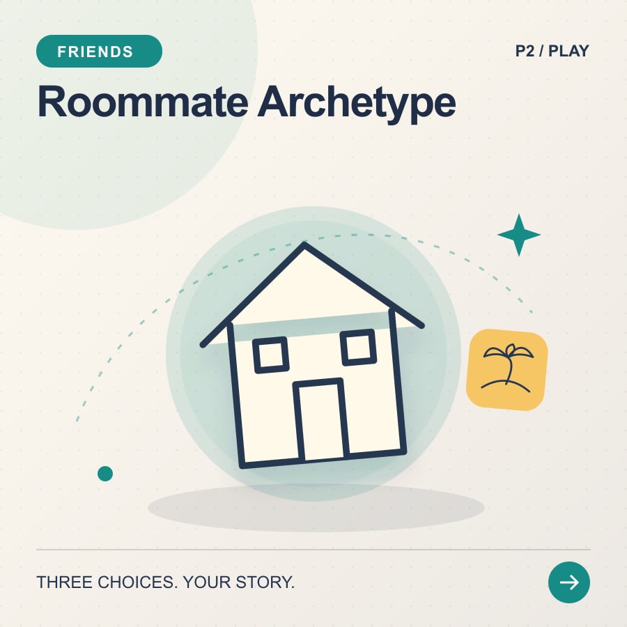 Roommate Archetype illustrated poster featuring house