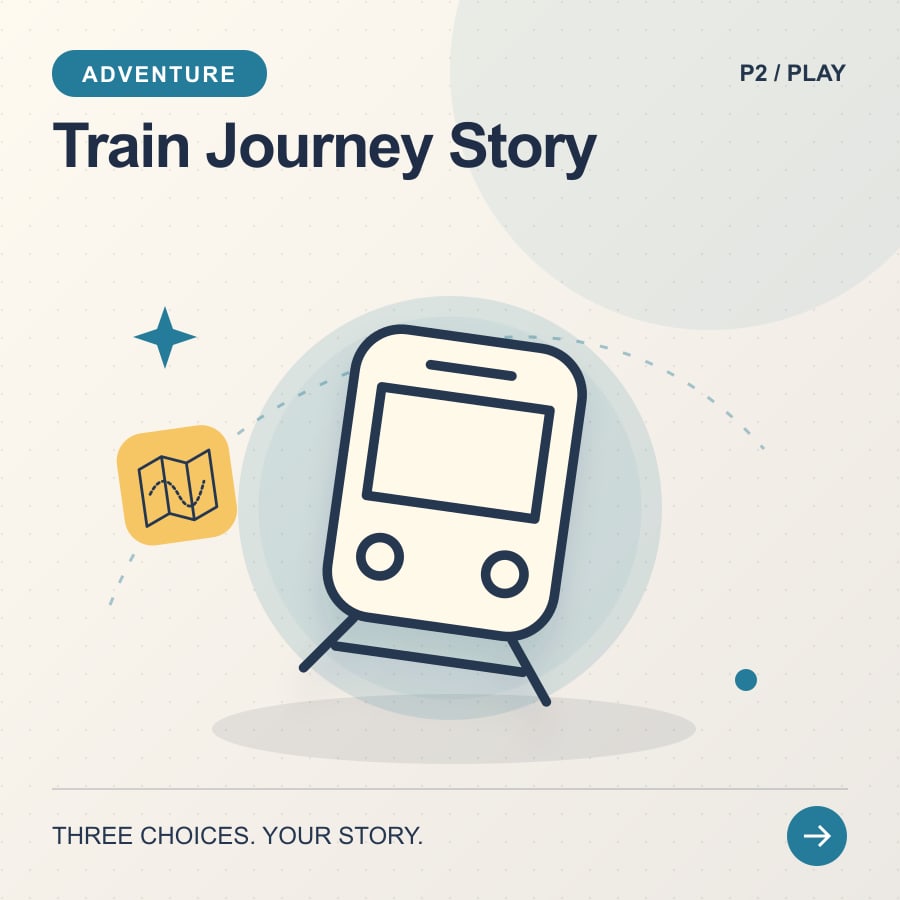 Train Journey Story illustrated poster featuring train
