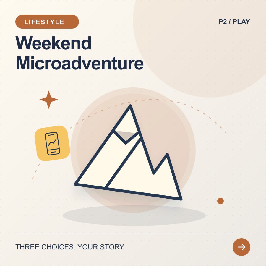 Weekend Microadventure illustrated poster featuring mountain