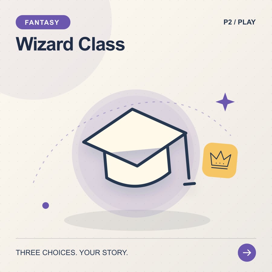 Wizard Class illustrated poster featuring hat