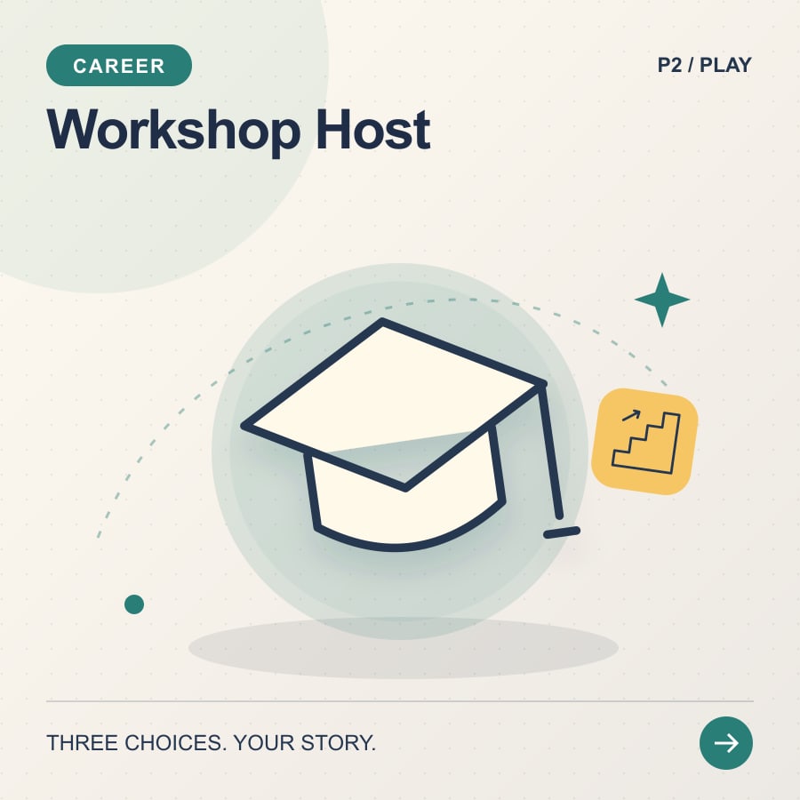 Workshop Host illustrated poster featuring hat